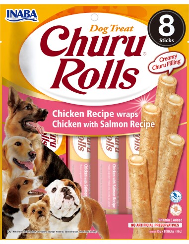 CHURU PERRO ROLLS RECETA DE POLLO CON SALMON