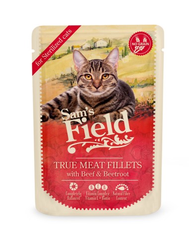 SAM´S FIELD CAT POUCH STERILISED BEEF FILLETS/BEET