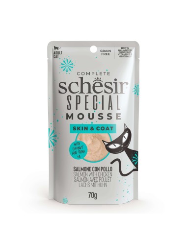 SCHESIR CAT SPECIAL MOUSE SKIN & COAT SALMON&POLLO