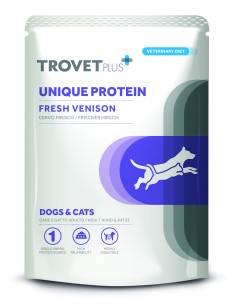 TROVET PLUS PERRO Y GATO UNIQUE  PROTEIN VENADO
