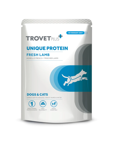 TROVET PLUS PERRO Y GATO UNIQUE  PROTEIN CORDERO