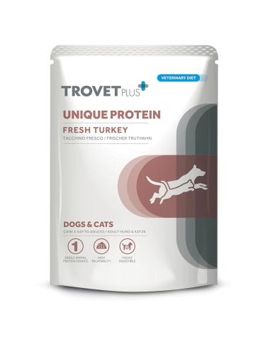 TROVET PLUS PERRO Y GATO UNIQUE  PROTEIN PAVO